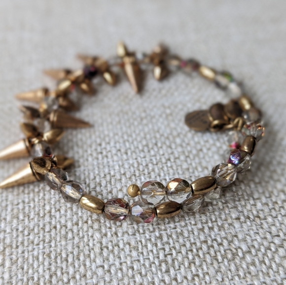 Alex and Ani Gold and Crystal Spike Bracelet - Picture 4 of 6